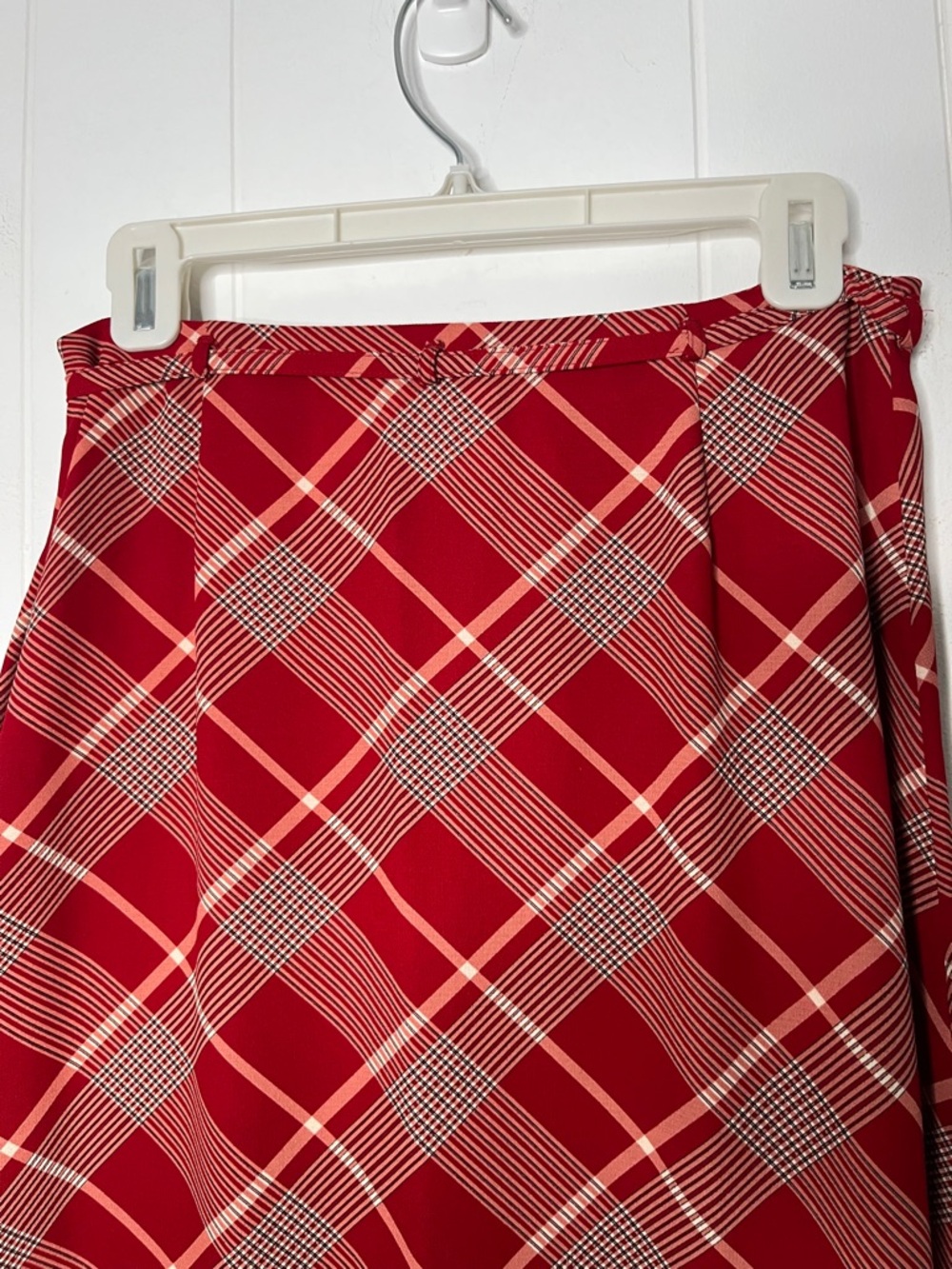 Liz Claiborne Red Plaid Maxi Skirt Waist Tie Size 8 Classic - Picture 4 of 8